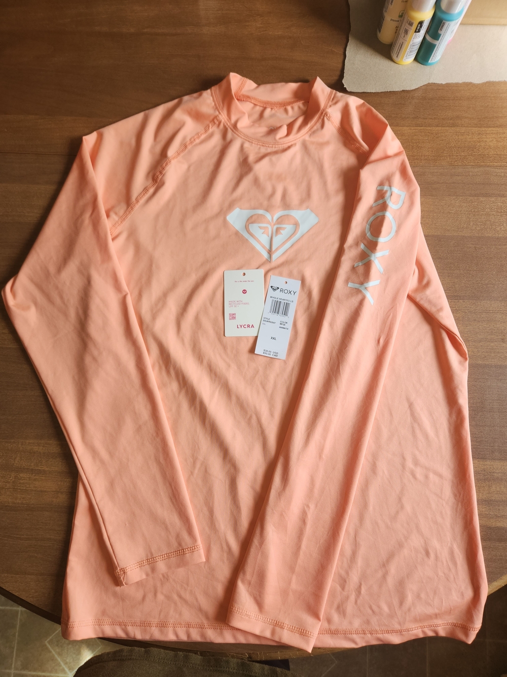 Roxy Women's Peach Long-Sleeve Rash Guard